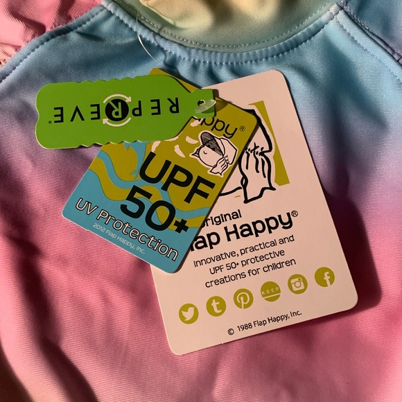 NWT Flap Happy Long Sleeve Rash Guard, Rainbow Ombré, UPF 50+, 12M - Picture 3 of 7